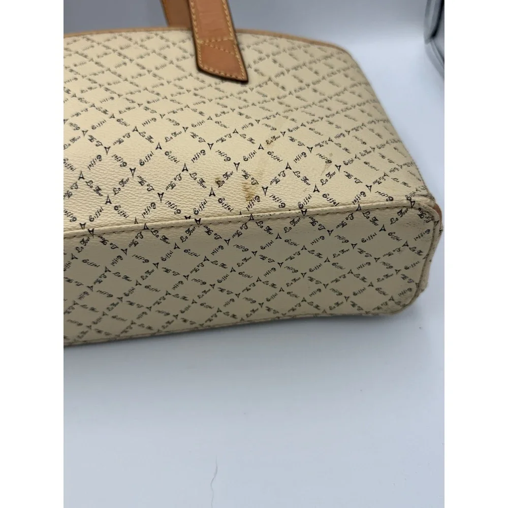 La Tour Eiffel Paris Monogram Satchel Crossbody Bag Beige Matching Wallet Set